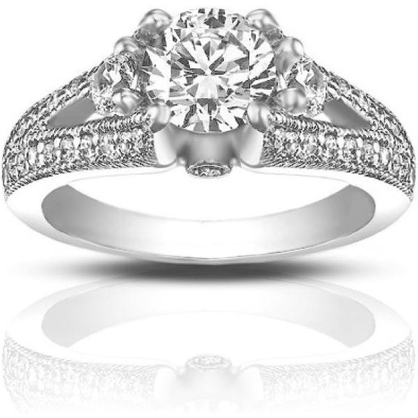 Madina Jewelry 1.49 ct Vintage Style Round Cut Diamond Engagement Ring in Platinum