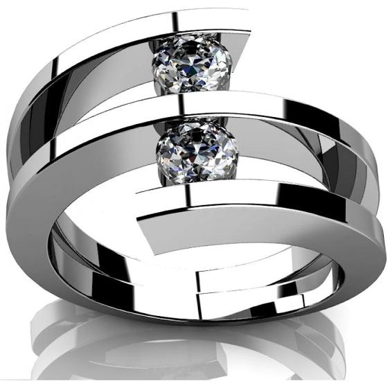 Madina Jewelry 0.60 ct Two Round Cut Diamonds Anniversary Ring in Platinum