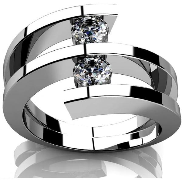 Madina Jewelry 0.60 ct Two Round Cut Diamonds Anniversary Ring in Platinum