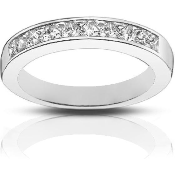 Madina Jewelry 1.00 Ct Ladies Princess Cut Diamond Wedding Band Ring in 18 kt White Gold