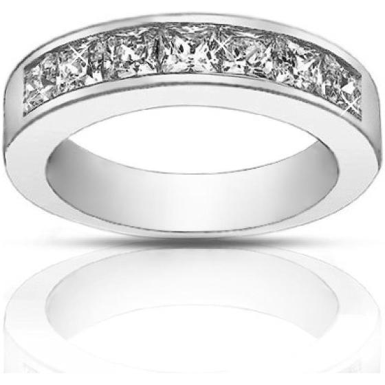 Madina Jewelry 1.50 Ct Ladies Princess Cut Diamond Wedding Band Ring in 14 kt White Gold