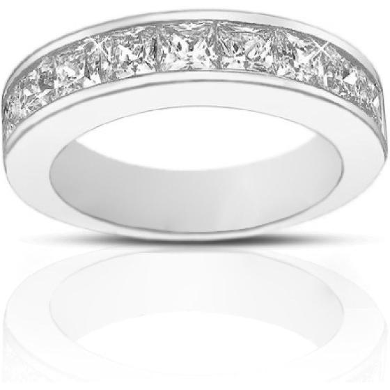 Madina Jewelry 2.00 Ct Ladies Princess Cut Diamond Wedding Band Ring in 18 kt White Gold