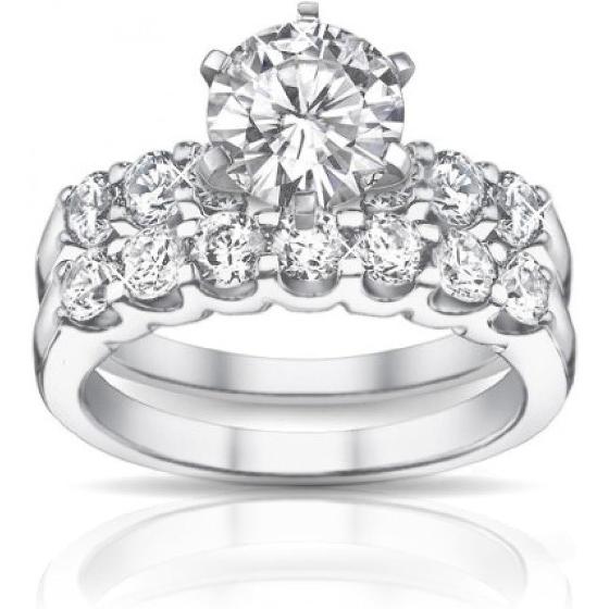 Madina Jewelry 2.05 ct Round Diamond Engagement Ring with Wedding Band in Platinum