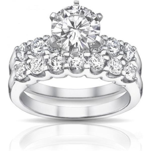 Madina Jewelry 2.05 ct Round Diamond Engagement Ring with Wedding Band in Platinum