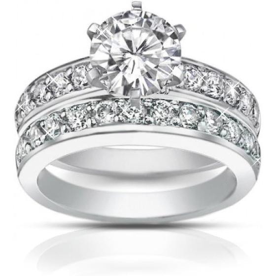 Madina Jewelry 2.10 ct Ladies Round Cut Diamond Engagement Ring Set in Platinum