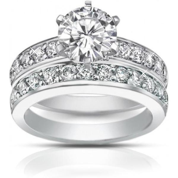 Madina Jewelry 2.10 ct Ladies Round Cut Diamond Engagement Ring Set in Platinum