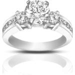 Madina Jewelry 1.25 ct Ladies Round Cut Diamond Engagement Accented Ring in 14 kt White Gold