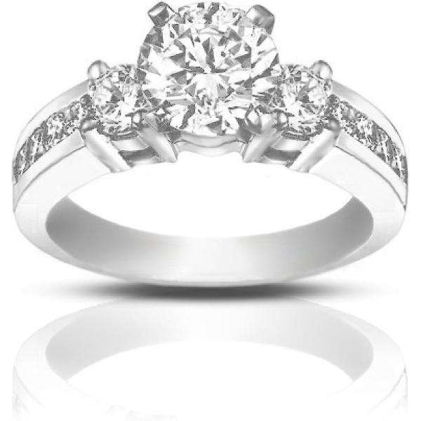 Madina Jewelry 1.25 ct Ladies Round Cut Diamond Engagement Accented Ring in 14 kt White Gold