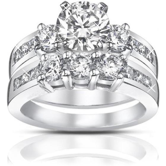 Madina Jewelry 1.85 ct Ladies Round Cut Diamond Engagement Accented Ring in Platinum