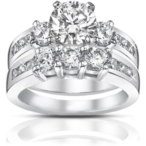 Madina Jewelry 1.85 ct Ladies Round Cut Diamond Engagement Accented Ring in Platinum