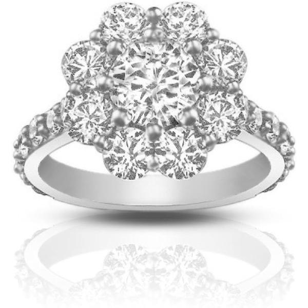 Madina Jewelry 2.90 ct Round Cut Diamond Cluster Engagement Ring in Platinum