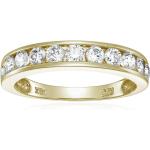 VIR JEWELS 1 carat (ctw) Diamond Wedding Anniversary Band for Women, Half Eternity Round Diamond Engagement Ring 14K Yellow Gold Channel Set, SI2-I1 Clarity Certified, Size 4.5-10