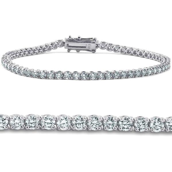 Pompeii3 14k White or Yellow Gold 4ct T.W. Natural Diamond Round-Cut Tennis Bracelet Women's 7"