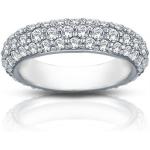 Madina Jewelry 3.50 ct Ladies Three Row Diamond Eternity Wedding Band Ring in 14 kt White Gold