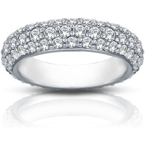 Madina Jewelry 3.50 ct Ladies Three Row Diamond Eternity Wedding Band Ring in 14 kt White Gold