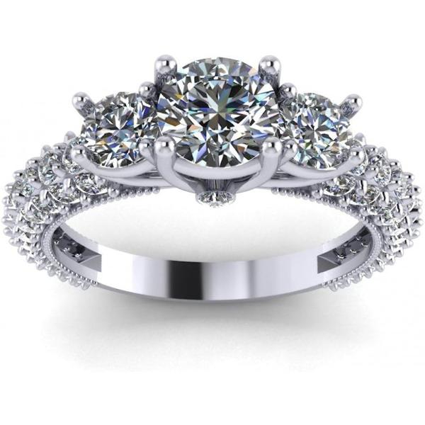 Madina Jewelry 2.60 ct Ladies Round Cut Diamond Engagement Ring with Accented Diamonds in 14 kt White Gold