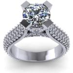 Madina Jewelry 2.65 ct Pave Set Round Cut Diamond Engagement Ring in 14 kt White Gold