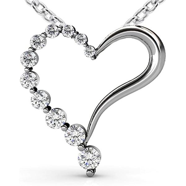 Madina Jewelry 1.00 Ct Journey Heart Love Shape Round Cut Diamond Pendant/Necklace 18 Kt White Gold