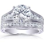 Kobelli Forever One (D-F) Moissanite Channel Bridal Ring Set 2 7/8 CTW 14k White Gold