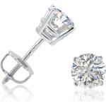 AGS Certified 1ct TW Round REAL Diamond Solitaire Stud Earrings in REAL 14K Yellow Gold or 14K White Gold with Screw Backs