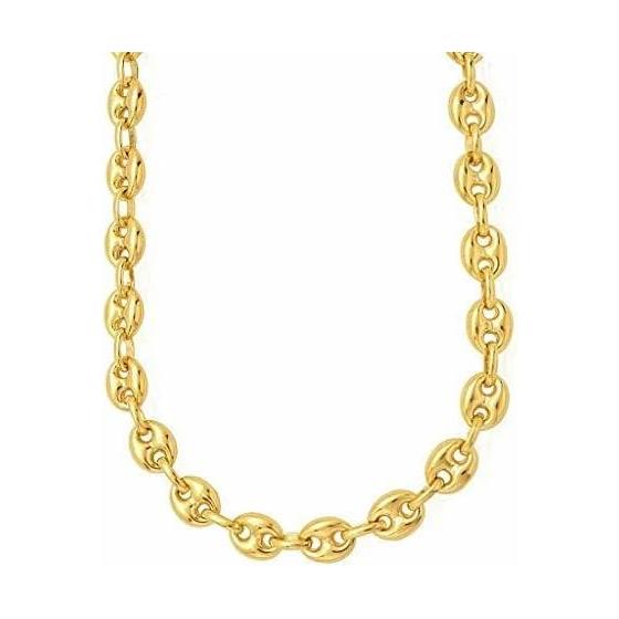 The Diamond Deal 14k REAL Yellow Gold 11.0mm Shiny Puffed SOLID Mariner Chain Necklace or Bracelet Bangle for Pendants and Charms with Lobster-Claw Clasp (8.5", 20", 22" or 24 inch)