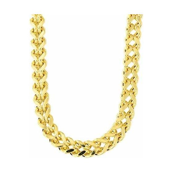 14k REAL Yellow Gold 6.4mm Shiny Diamond-Cut Square Franco Chain Necklace Or Bracelet for Pendants and Charms with Lobster-Claw Clasp (9", 24" or 26 inch) Mens Solid Franco Chains Jewelry