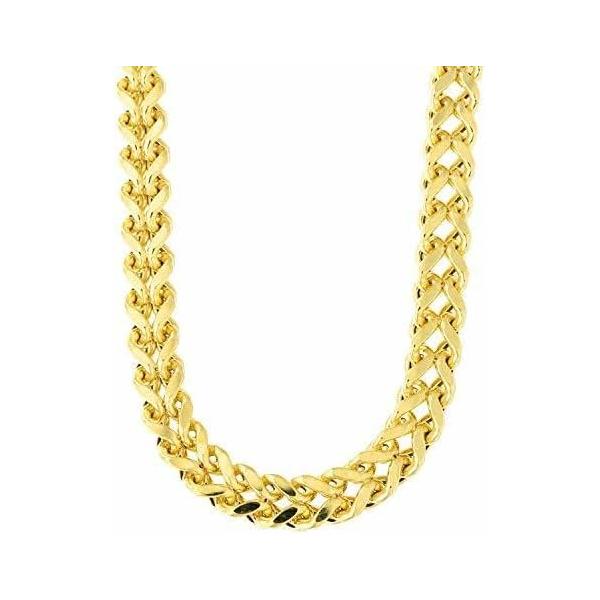 14k REAL Yellow Gold 6.4mm Shiny Diamond-Cut Square Franco Chain Necklace Or Bracelet for Pendants and Charms with Lobster-Claw Clasp (9", 24" or 26 inch) Mens Solid Franco Chains Jewelry