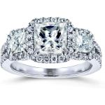 Kobelli 2 4/5-CTW Princess Moissanite Halo 3-Stone Engagement Ring 14k White Gold