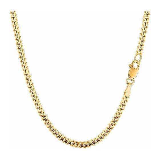 14K SOLID Yellow or White Gold 1.00mm, 1.5mm, 2.00mm, 3.00mm Shiny Diamond-Cut Gourmette Chain Necklace for Pendants and Charms with Lobster-Claw Clasp (16" 18" 20" 22" 24" or 30 inch)