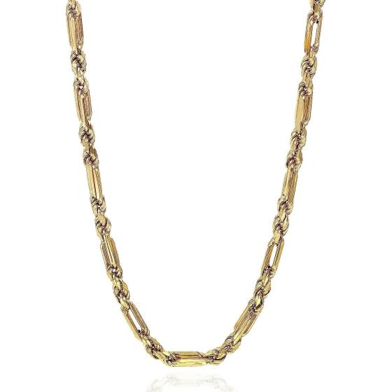 WJD Exclusives 14K Solid Yellow Gold 4mm Milano Figaro Rope Chain Necklace 20"-26"