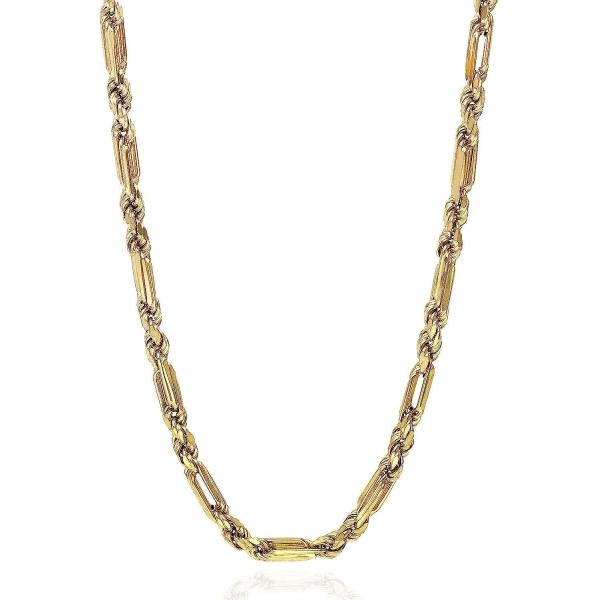 WJD Exclusives 14K Solid Yellow Gold 4mm Milano Figaro Rope Chain Necklace 20"-26"