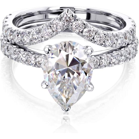 Kobelli 2.1ct Pear Moissanite Chevron Bridal (HI/VS)