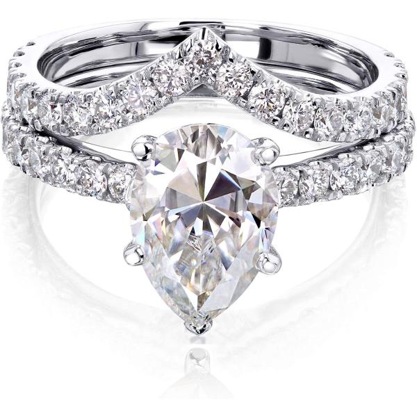 Kobelli 2.1ct Pear Moissanite Chevron Bridal (HI/VS)