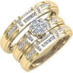 Dazzlingrock Collection 0.50 Carat (ctw) Round White Diamond Cluster Wedding Trio Ring Set for Him & Her (0.50 ctw, Color I-J, Clarity I1-I3) in Gold