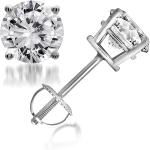 2.00 Carat Prong Set 14kt White Gold Round-Cut Solitaire Diamond Stud Earrings (J-K, I2-I3) by La4ve Diamonds | Real Diamond Stud Earrings For Women | Gift Box Included