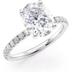 Beverly Hills Jewelers 2 Carat Oval Moissanite Engagement Ring with 1/4 Carat Round Natural Diamond in 14K White Gold (G-H/VS, G-H/SI, cttw, DEW) Anniversary Promise Ring for Women Size 4 to 11