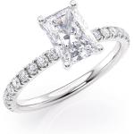 Beverly Hills Jewelers 2 Carat Radiant Cut Moissanite Engagement Ring with 1/3 Carat Round Natural Diamond in 14K Gold (G-H/VS, G-H/SI, cttw, DEW) Promise Anniversary Ring for Women Size 4 to 11