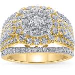 Wholesale Diamonds 10K Yellow Gold 3 Carat Real Diamond Engagement Ring Wedding Bridal Ring Fine Diamond Jewelry (3 Ct, H-I Color, I1-SI2 Clarity), Size 7, RG07438