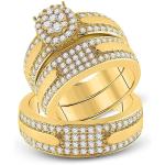 The Diamond Deal 14kt Yellow Gold His Hers Round Diamond Cluster Matching Wedding Set 1-7/8 Cttw