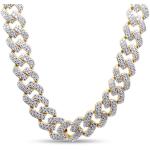 SAVEARTH DIAMONDS Certified 20 Cttw to 26 Cttw Round Cut Lab Created Moissanite Diamond 12MM Width Cuban Chain Necklace In 14k Gold Over Sterling Silver 18" to 24" Length, G-H/VVS1