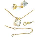 4 carat SOLID 18k GOLD Certified Diamond Necklaces 18" length + Screw Back Diamond Earrings for women 6.5mm HANDMADE Jewelry Sets Anniversary Daughter Graduation Girlfriend Birthday present for her