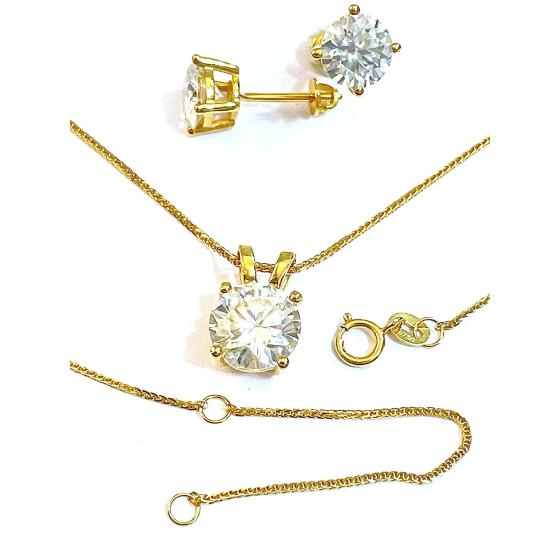 4 carat SOLID 18k GOLD Certified Diamond Necklaces 18" length + Screw Back Diamond Earrings for women 6.5mm HANDMADE Jewelry Sets Anniversary Daughter Graduation Girlfriend Birthday present for her