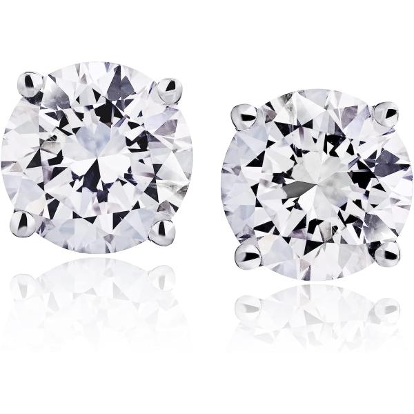 Certified Natural Diamond Stud Earrings for Women 14 Karat Gold Round Brilliant Shaped Earrings 4 Prong Setting with Screw Back and Posts Studs Fine Jewelry for Women