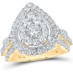 The Diamond Deal 10kt Yellow Gold Round Diamond Teardrop Bridal Wedding Engagement Ring 1-3/4 Cttw