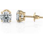 2.00 Carat (E-F Color, VS1 - VS2 Clarity) IGI Certified Round Lab Grown Diamond Stud Earrings in 14K Yellow Gold