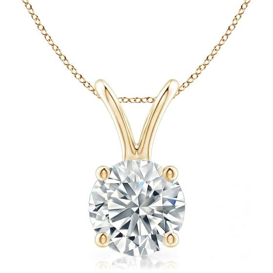 The Diamond Deal SI1-SI2 Clarity (.25-1.00 Carat) Cttw Lab-Grown Round Solitaire Diamond Pendant Necklace Womens Girls |14k Yellow or White or Rose/Pink Gold with 18" chain 0