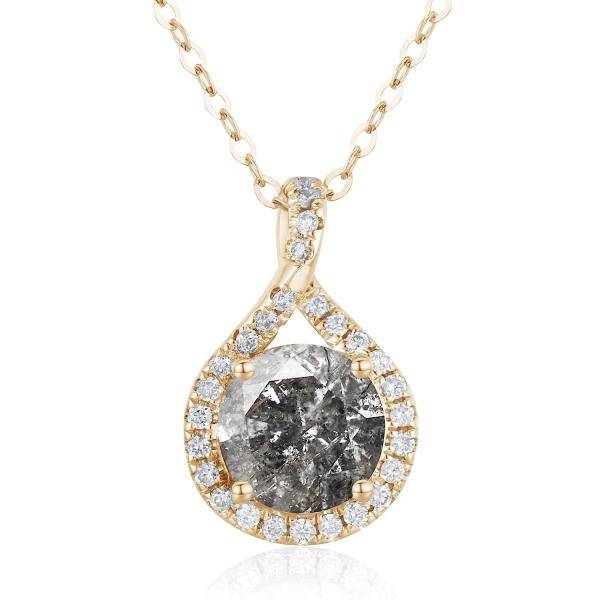 Salt and pepper diamond necklace pendant-Dainty drop layering necklace with chain-Grey galaxy diamond necklace-Alternative April birthstone