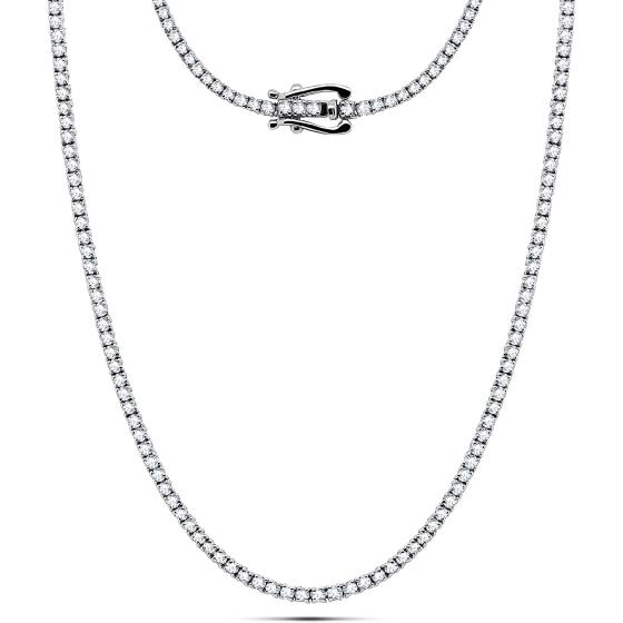 Poshadime 4.23 Carat Natural Diamond Tennis Necklace In 14K White Gold For Women's Jewelry (Diamond Clarity_i2 & Color -H) 18" In Necklace