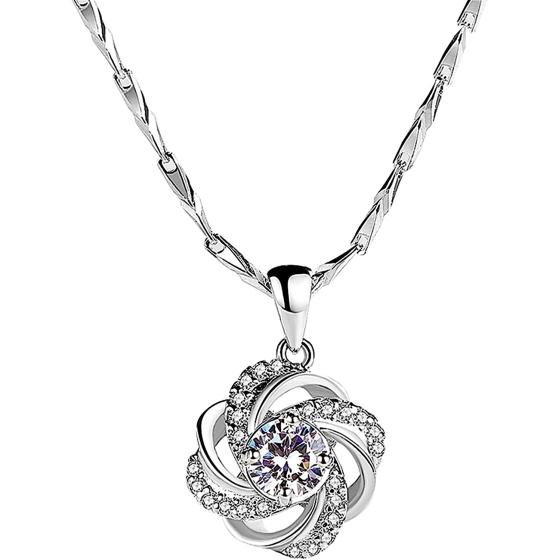 JUNZAI Necklace for Women Pendant Necklaces with Cubic Zirconia Valentines Mothers Day Anniversary Birthstones Jewellery Gifts for Wife Girlfriend Her