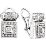 Antique Style Diamond Earrings, 18K White Gold